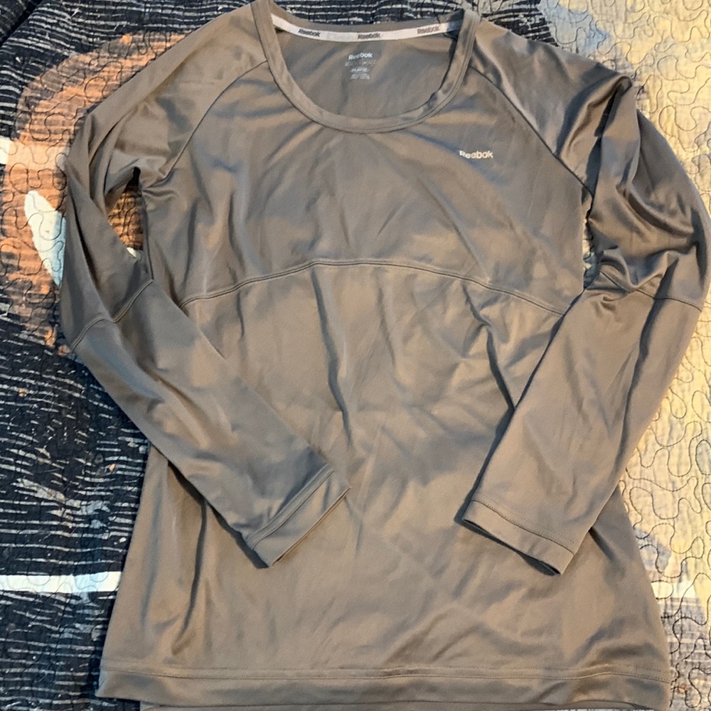 Reebok long sleeved tan athletic top